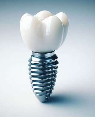 Implante dental de titanio con corona de circonio